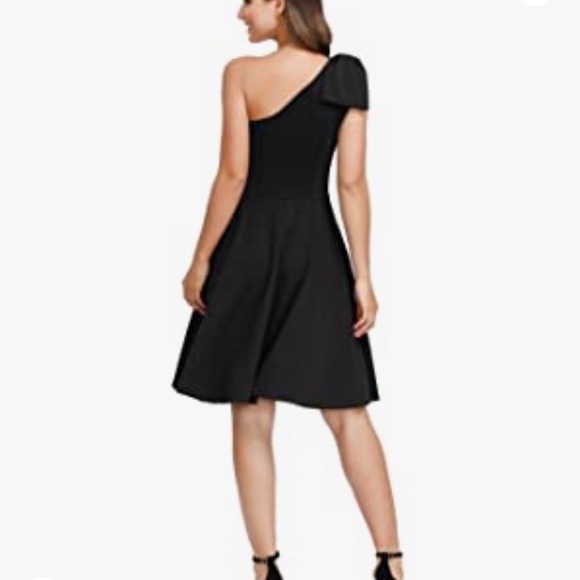 Bow one shoulder dress A-line with pockets NWT - Picture 3 of 7